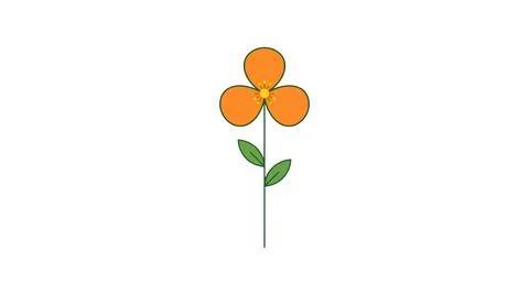 Simple orange clover flower with green stem Stock Illustration