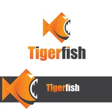 Simple orange fish logo design vector icon isolated on white background Stock Illustration