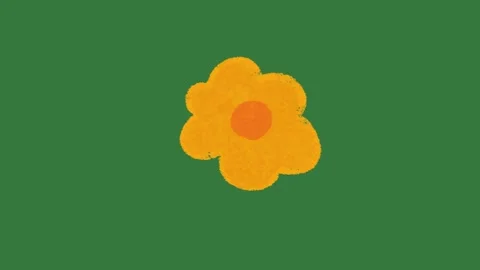 Simple Orange Flower Doodle 2D Animation on Green Screen | Hand-Drawn Floral Stockbeeldmateriaal 333522190