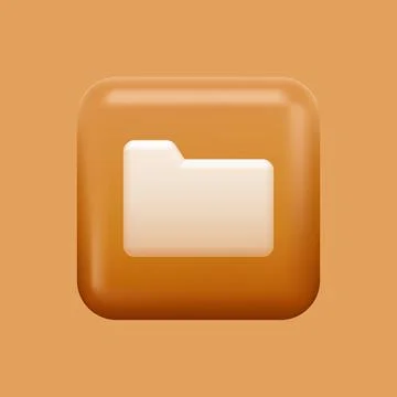 Simple Orange Folder Icon. 3d File Manager Button Stock Illustration