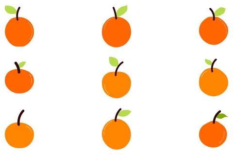 Simple orange fruit icon set Stock Illustration