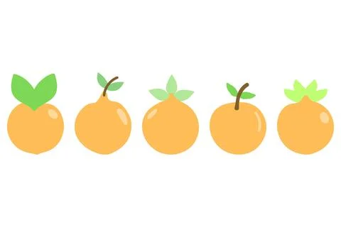 Simple orange fruit icon set Stock Illustration