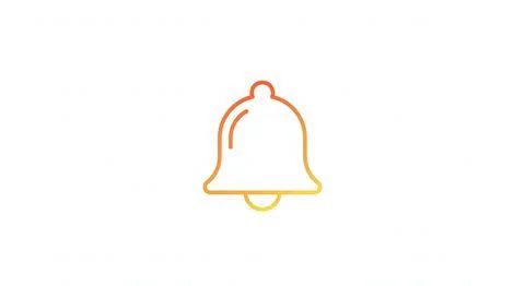 Simple orange gradient bell icon for notifications and alerts on clean whit.. 스톡 일러스트