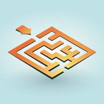 Simple orange maze Stock Illustration