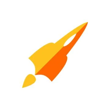 Simple Orange Rocket Air Plane Symbol Design Stock Illustration