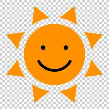 Simple orange sun icon with face Stock Illustration