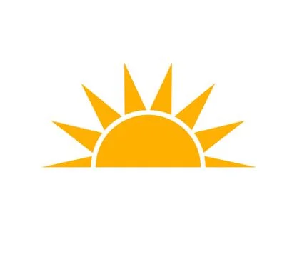 Simple orange sunset sun icon. Vector illustration Stock Illustration
