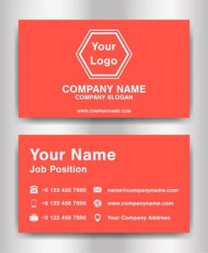 Simple orange theme business name card template vector Stock Illustration