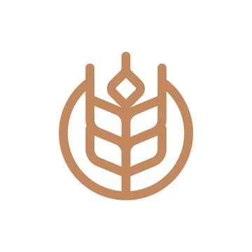 Simple organic wheat line vector Stock Illustration