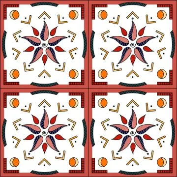 Simple ornamental pattern with leaves vector 스톡 일러스트