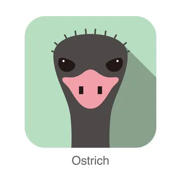 Simple ostrich flat icon design vector illustration Stock Illustration