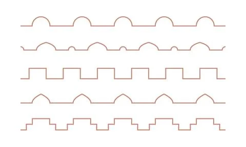 Simple outline arabic border with arc, door, arch. Ramadan kareem oriental Stock Illustration
