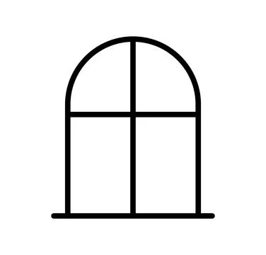 Simple Outline of an Arched Window Design on a White Background Stock Illustration