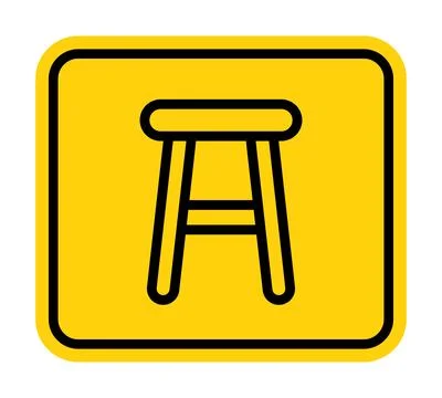 Simple Outline of a Bar Stool Icon on Yellow Background for Design Use Stock Illustration