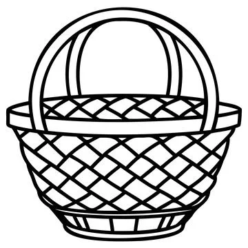 Simple Outline Basket with Handle Illustration