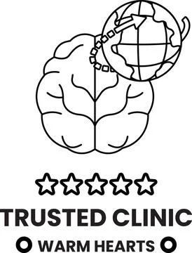 Simple outline of brain and globe connected by chain Stock Illustration