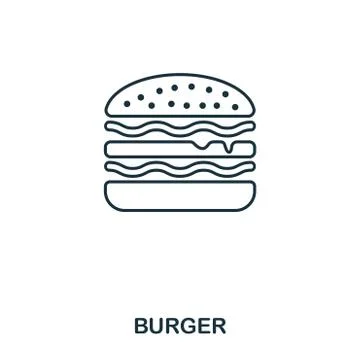 Simple outline Burger icon. Pixel perfect linear element. Burger icon outline Stock Illustration