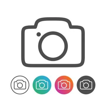 Simple Outline Camera Icon Symbol Design Set Stock Illustration