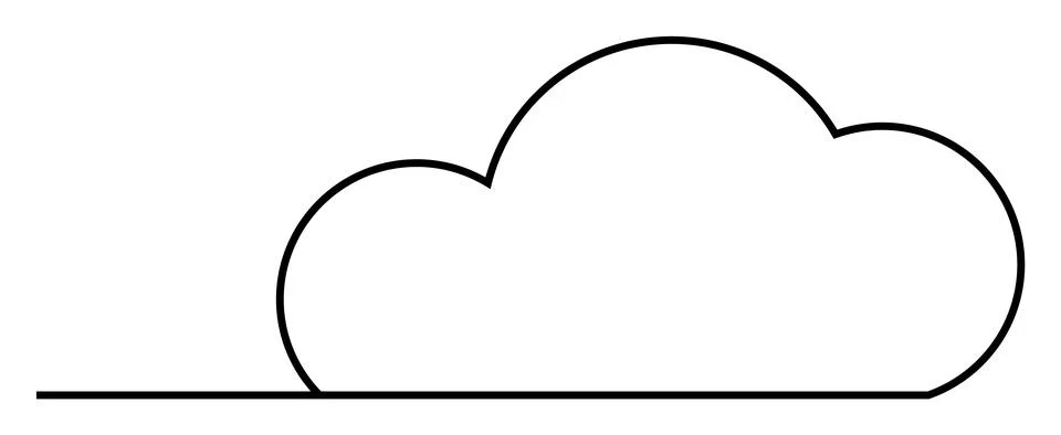 Simple Outline of a Cloud with Bottom Line Against White Background Stock Illustration