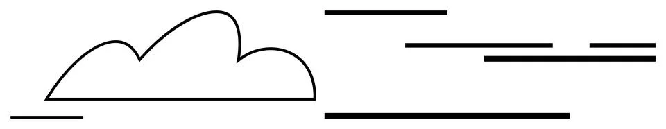 Simple outline of a cloud with horizontal lines representing wind. Ideal for  Stockillustratie