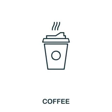 Simple outline Coffee icon. Pixel perfect linear element. Coffee icon outline Stock Illustration