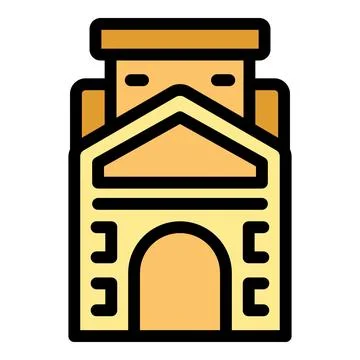 Simple outline color vector icon on a theme of buildings and houses Ilustración de archivo