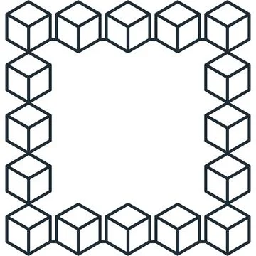 Simple outline connected cubes square frame for network concept Stock Illustration