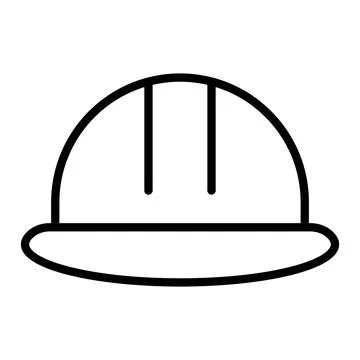 Simple Outline of a Construction Hard Hat in Black and White Design Stock Illustration
