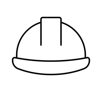 Simple Outline of a Construction Hard Hat in Black and White Design 库存插图