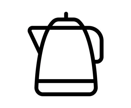 Simple Outline Drawing of a Classic Tea Kettle Design on White Background Stock Illustration
