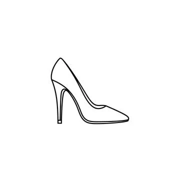 Simple outline drawing of a high heel shoe Stock Illustration