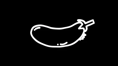 Simple outline of an eggplant on a black background, suitable for culinary .. Stock Footage 320023474