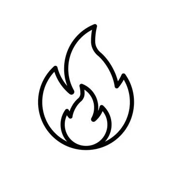 Simple Outline of a Flame Icon for Fire and Heat Concepts Stock Illustration
