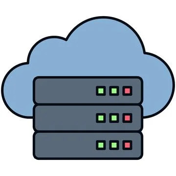 Simple outline flat cloud computing server database icon Stock Illustration