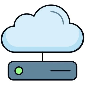 Simple outline flat cloud server network connection icon Stock Illustration