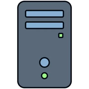 Simple outline flat computer desktop pc tower server icon イラスト素材