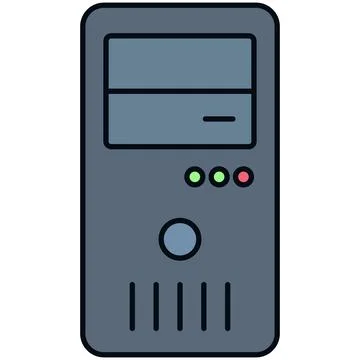 Simple outline flat computer server tower icon イラスト素材
