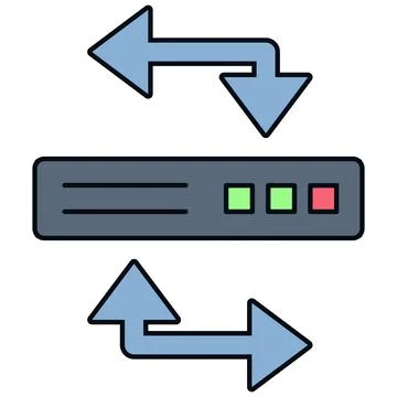 Simple outline flat data transfer server sync arrow icon Ilustração Stock
