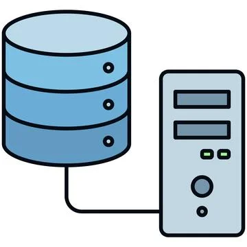 Simple outline flat database server network connection icon Illustrazione stock