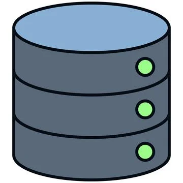 Simple outline flat database storage server network icon Illustrazione stock
