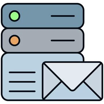 Simple outline flat mail server and email envelope icon Ilustração Stock
