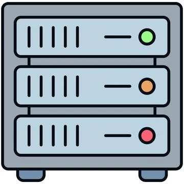 Simple outline flat rack server data center network icon Stock Illustration