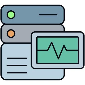 Simple outline flat server health monitor status icon Illustrazione stock