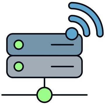 Simple outline flat server network wifi wireless icon 스톡 일러스트