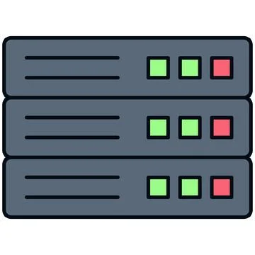 Simple outline flat server rack data center network icon Stock Illustration