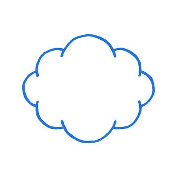A simple outline of a fluffy cloud, representing weather or data storage. A w 库存插图