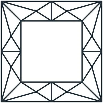 Simple outline geometric architectural square frame border Illustrazione stock