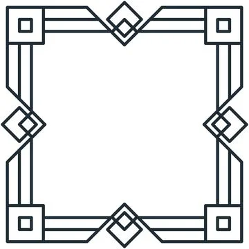 Simple outline geometric art deco square frame border Stock Illustration