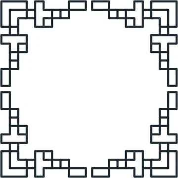 Simple outline geometric pixel square frame border Illustrazione stock