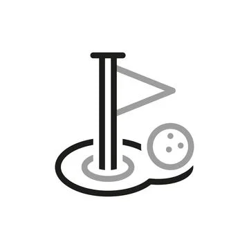 Simple Outline of golf icon. Linear style icon ball near the hole. Vector ill Stock Illustration